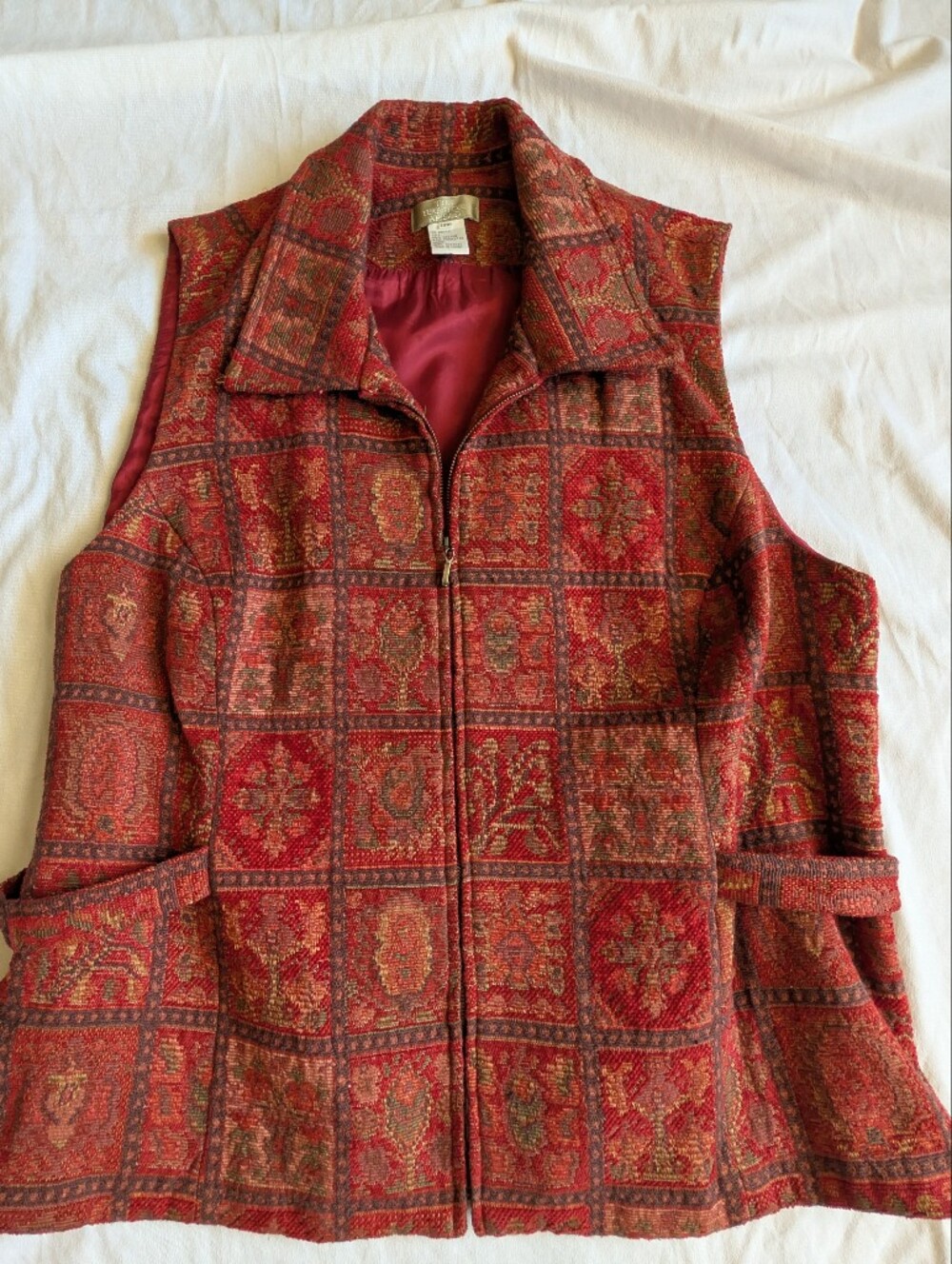 Vintage The Territory Ahead Tapestry Zip Vest size 18W